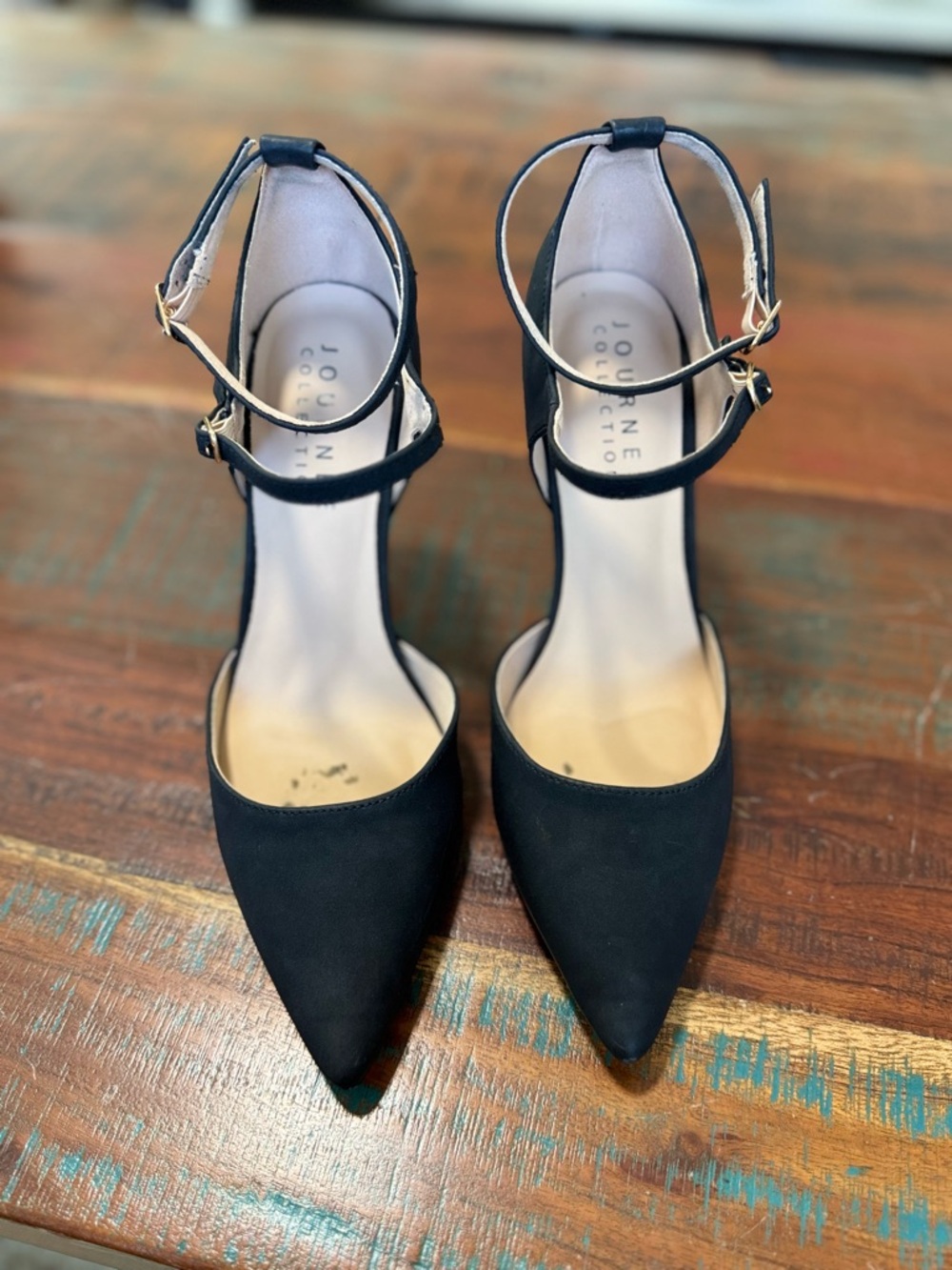 Journee Collection Women's Lilyann Multi Strap Stiletto Pointed Toe Pumps Sz 10